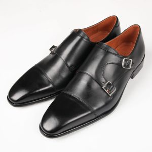 FTT Leather – Giày Doublemonstrap F202040 – Nam – Giày da nam, giày da bò – Đen – Đủ size