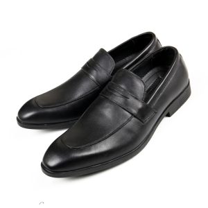 Giày lười nam hàng hiệu, giày da nam Penny Loafer màu đen F021140